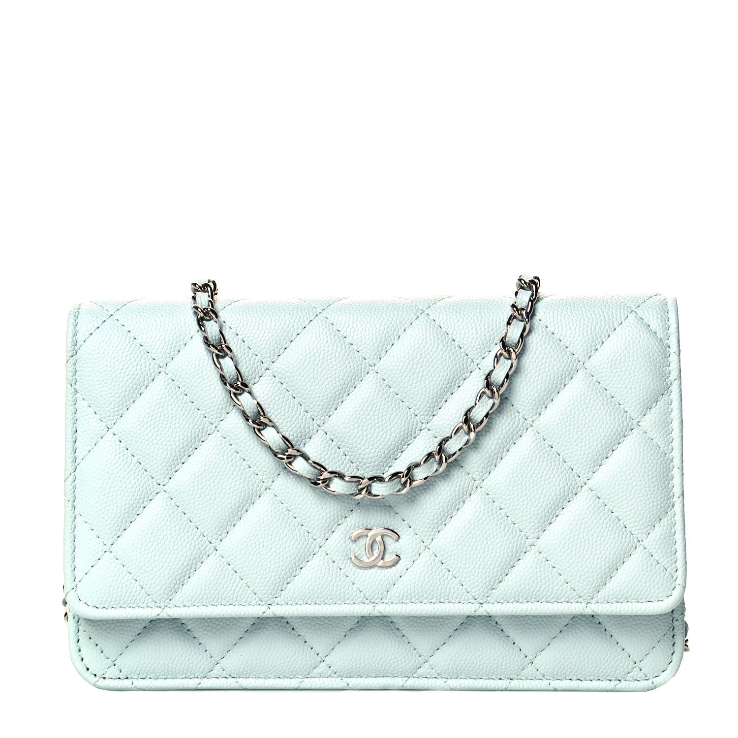 Chanel Caviar Quilted Wallet On Chain WOC Light Blue 1 of 11