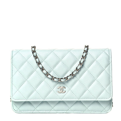Chanel Caviar Quilted Wallet On Chain WOC Light Blue 1 of 11