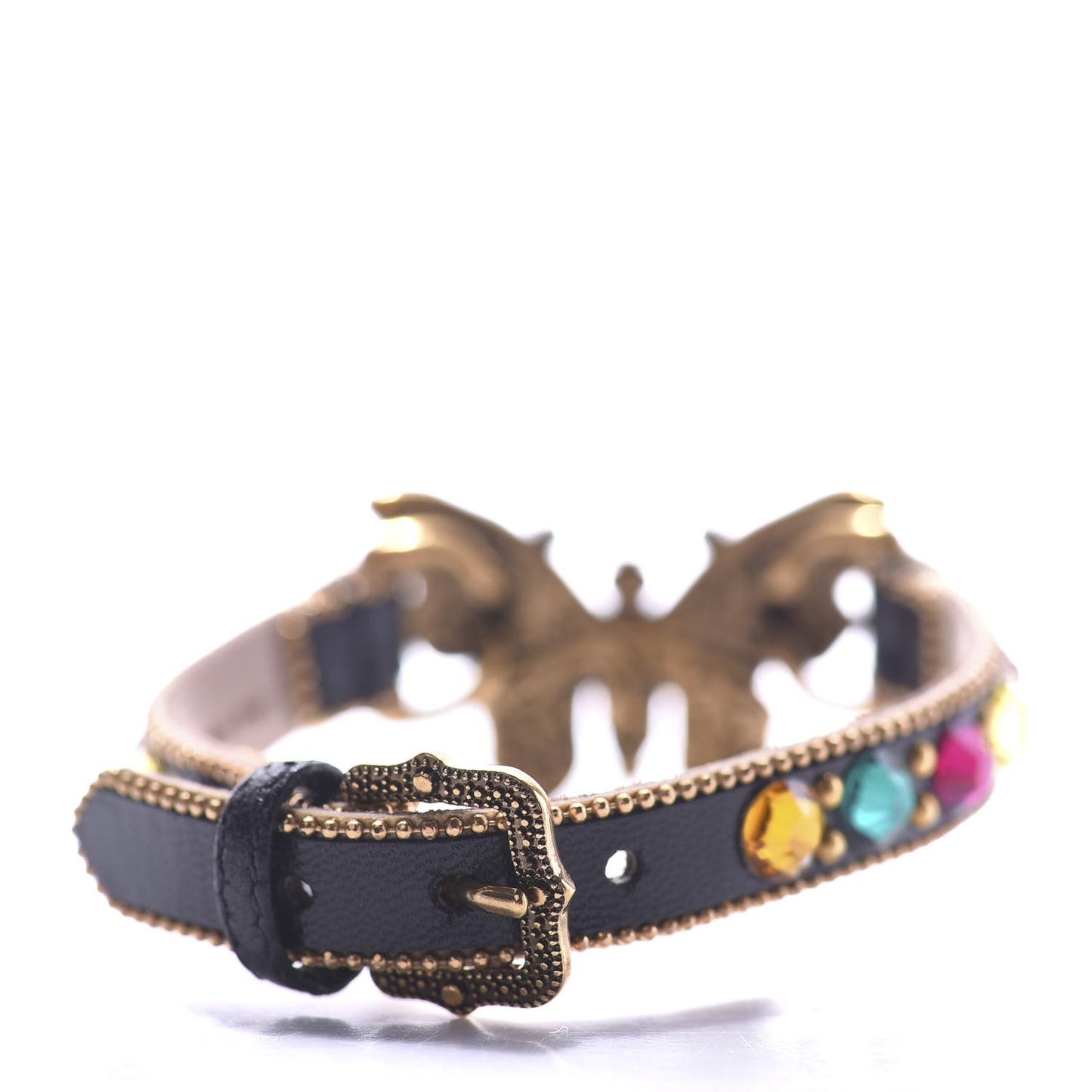 Calfskin Crystal Butterfly Bracelet Multicolor