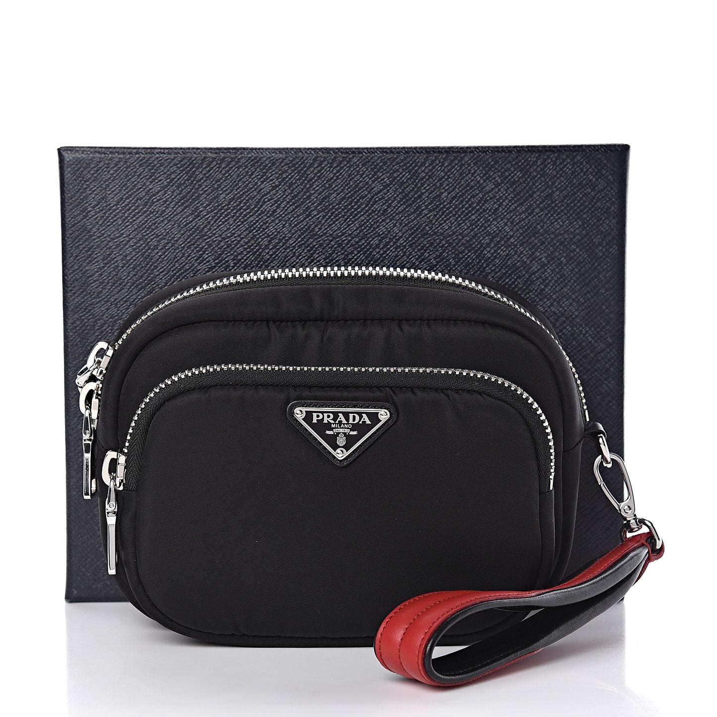 Tessuto Nylon Pocket Wristlet Pouch Black Fuoco