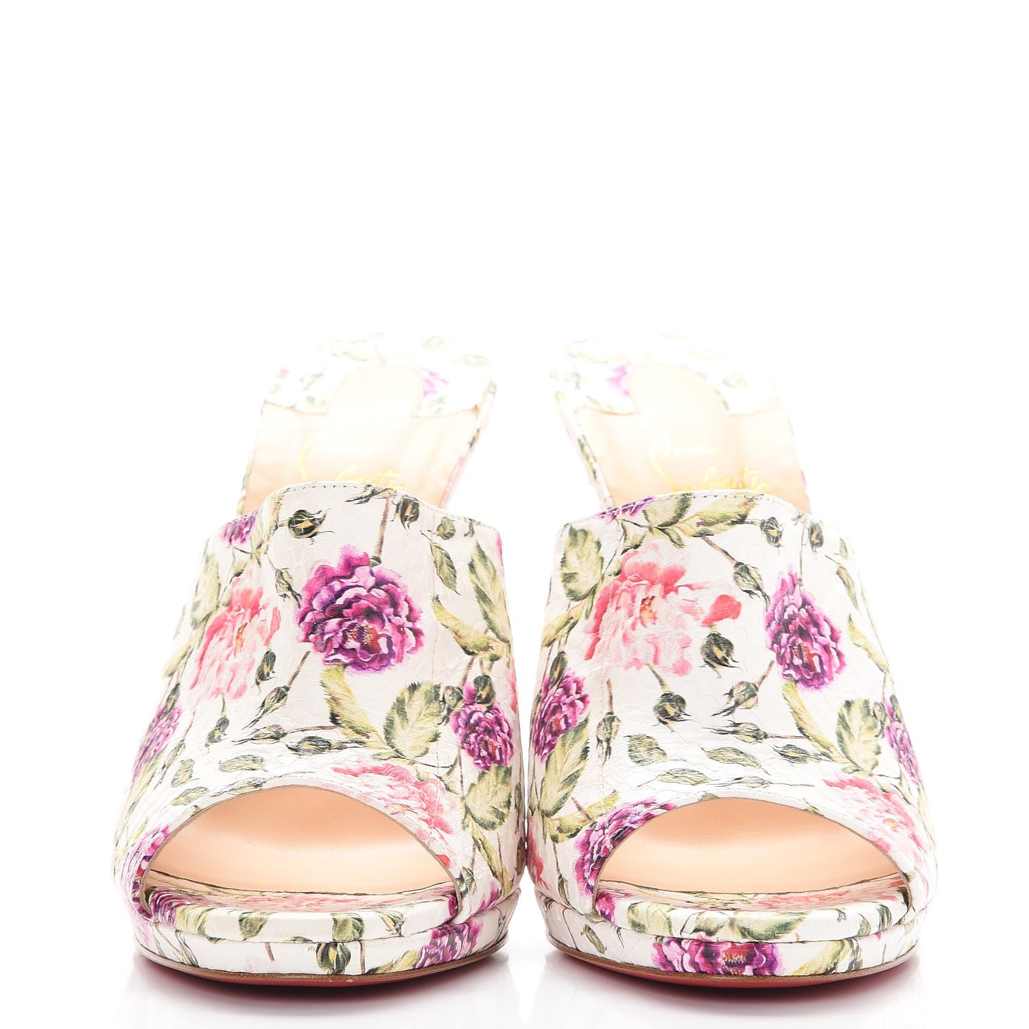 Christian Louboutin Watersnake Fiori Pigamule 120 Slide Sandals 40 Latte 2 of 9