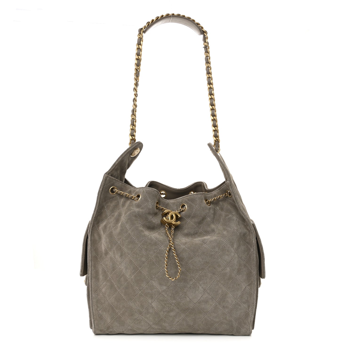 Chanel Suede Quilted Medium Chanel 25 Handbag Dark Grey 1 of 12