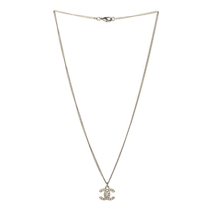 Chanel Crystal Timeless CC Necklace Silver 3 of 4