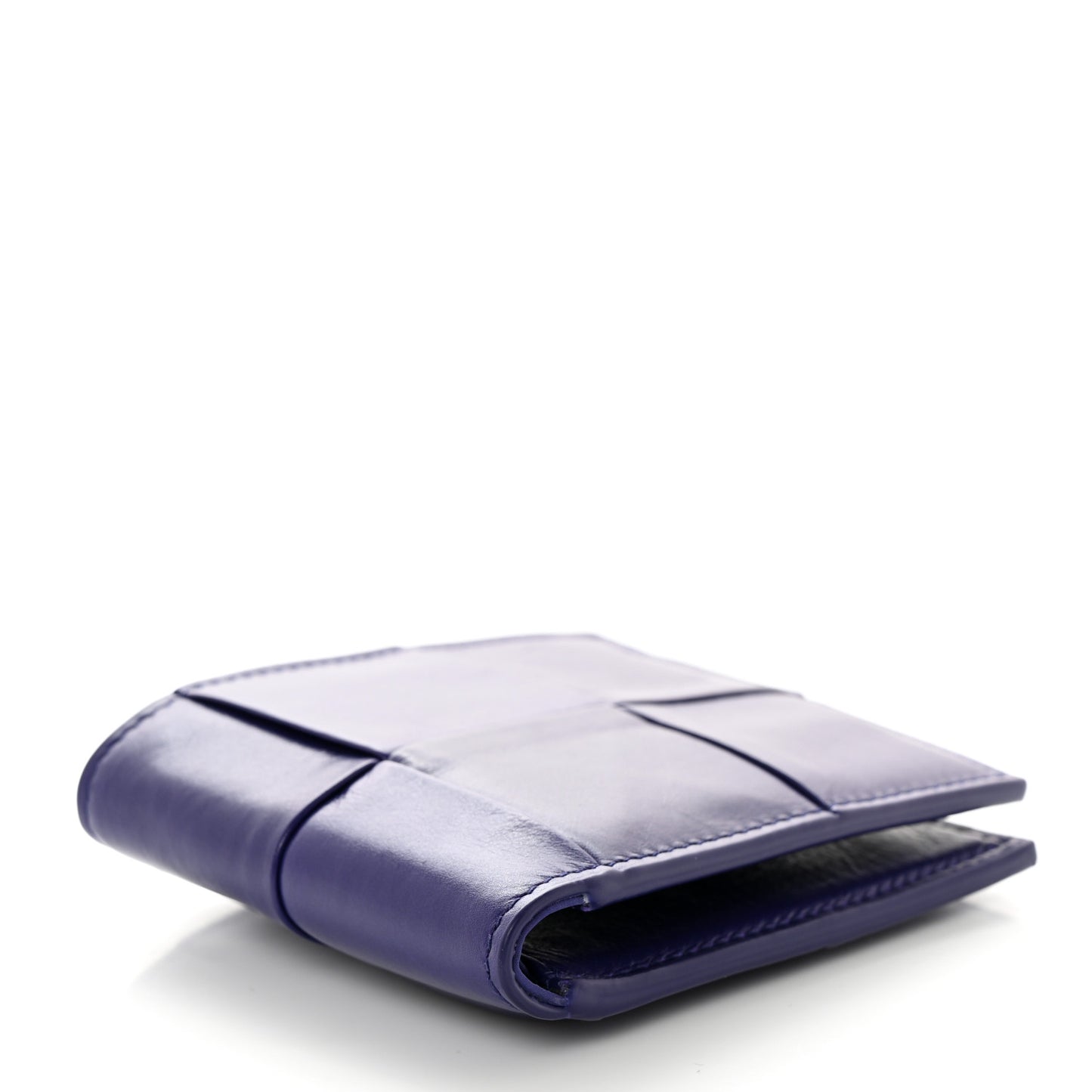 Calfskin Maxi Intrecciato Bi-Fold Wallet Plum