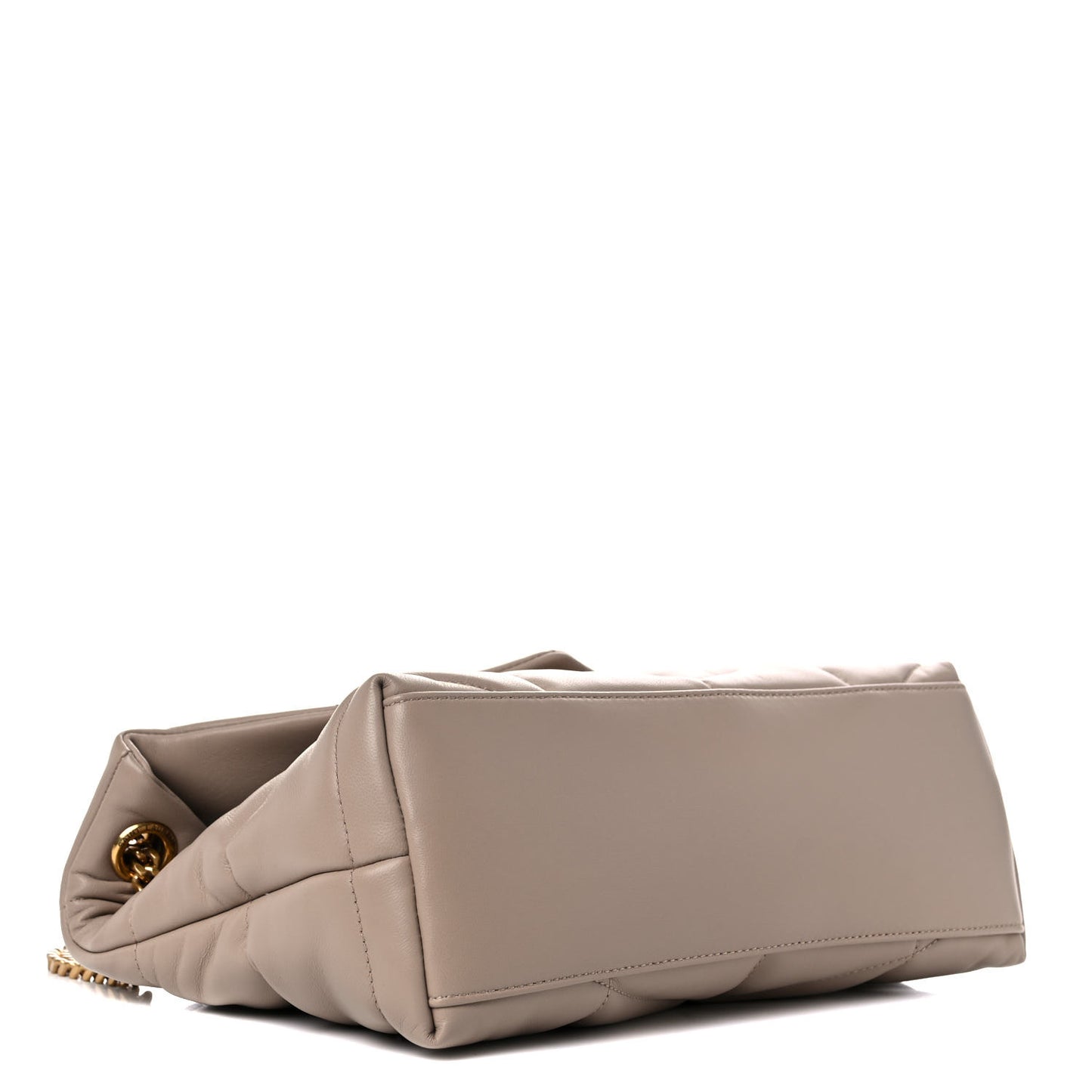 Lambskin Quilted Small Loulou Puffer Monogram Chain Satchel Dark Beige