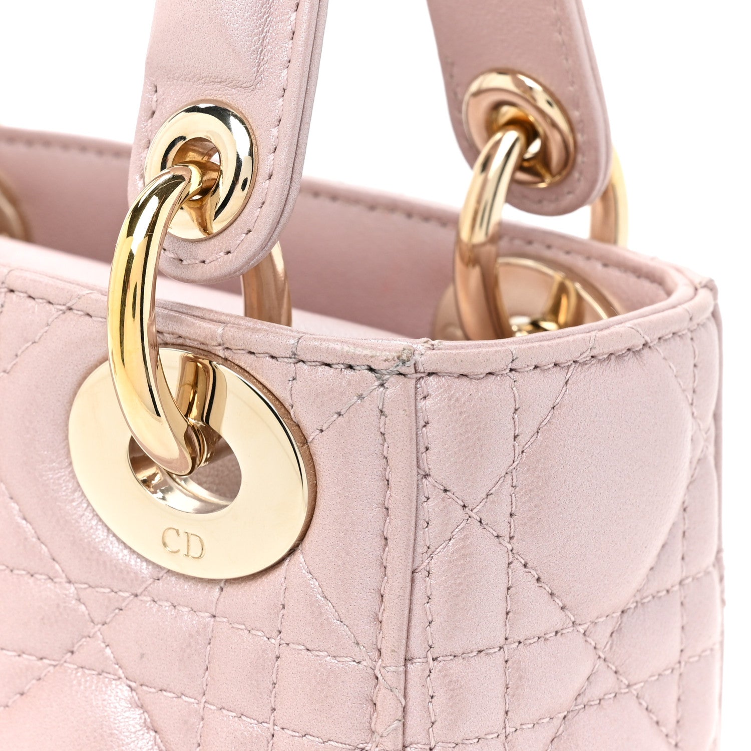 Christian Dior Metallic Lambskin Cannage Mini Lady Dior Lotus 11 of 12