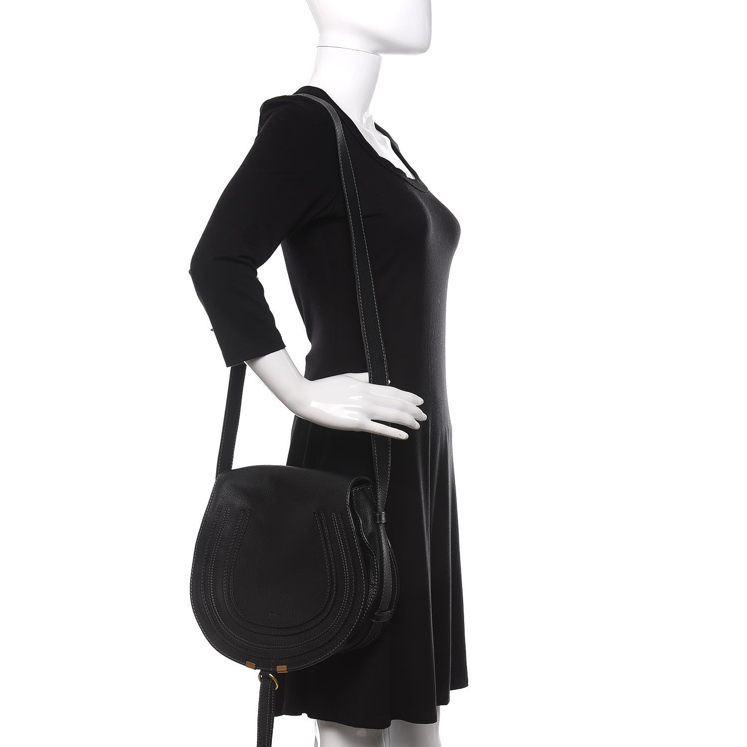 Chloe Calfskin Medium Marcie Round Crossbody Bag Black 2 of 10