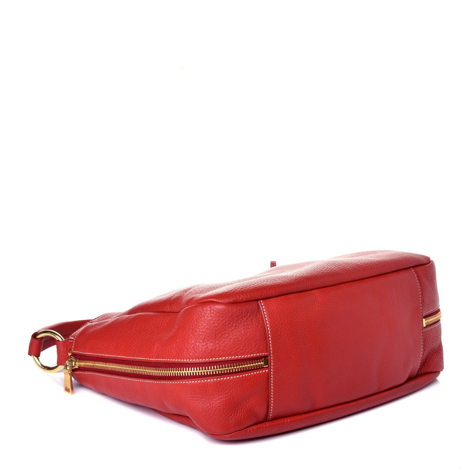 Prada Vitello Daino Side Zip Pocket Hobo Fuoco 4 of 9