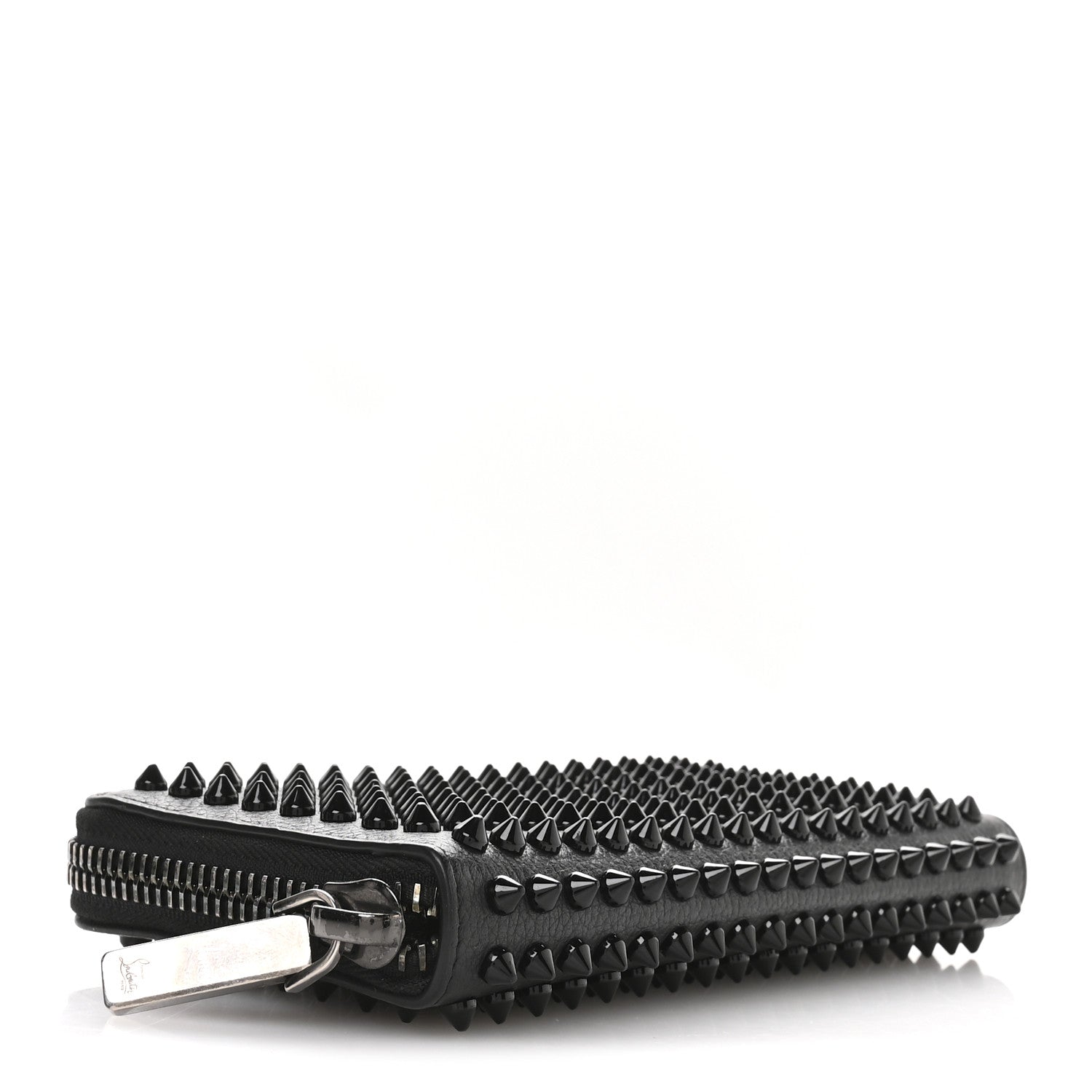 Christian Louboutin Calfskin Empire Panettone Spiked Zip Around Wallet Black 4 of 8