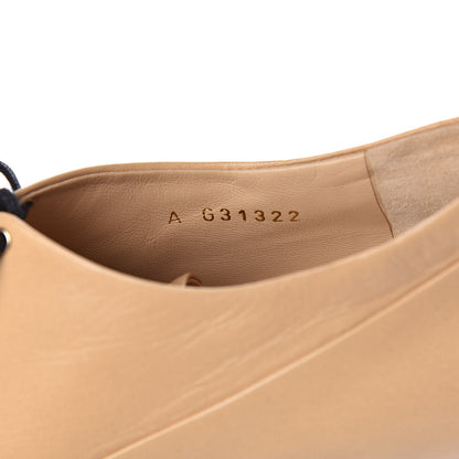 Chanel Goatskin Grosgrain Pearl Cap Toe Lace Up Oxfords 39 Beige Black 8 of 9