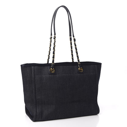 Chanel Denim Small Deauville Tote Dark Blue 3 of 11