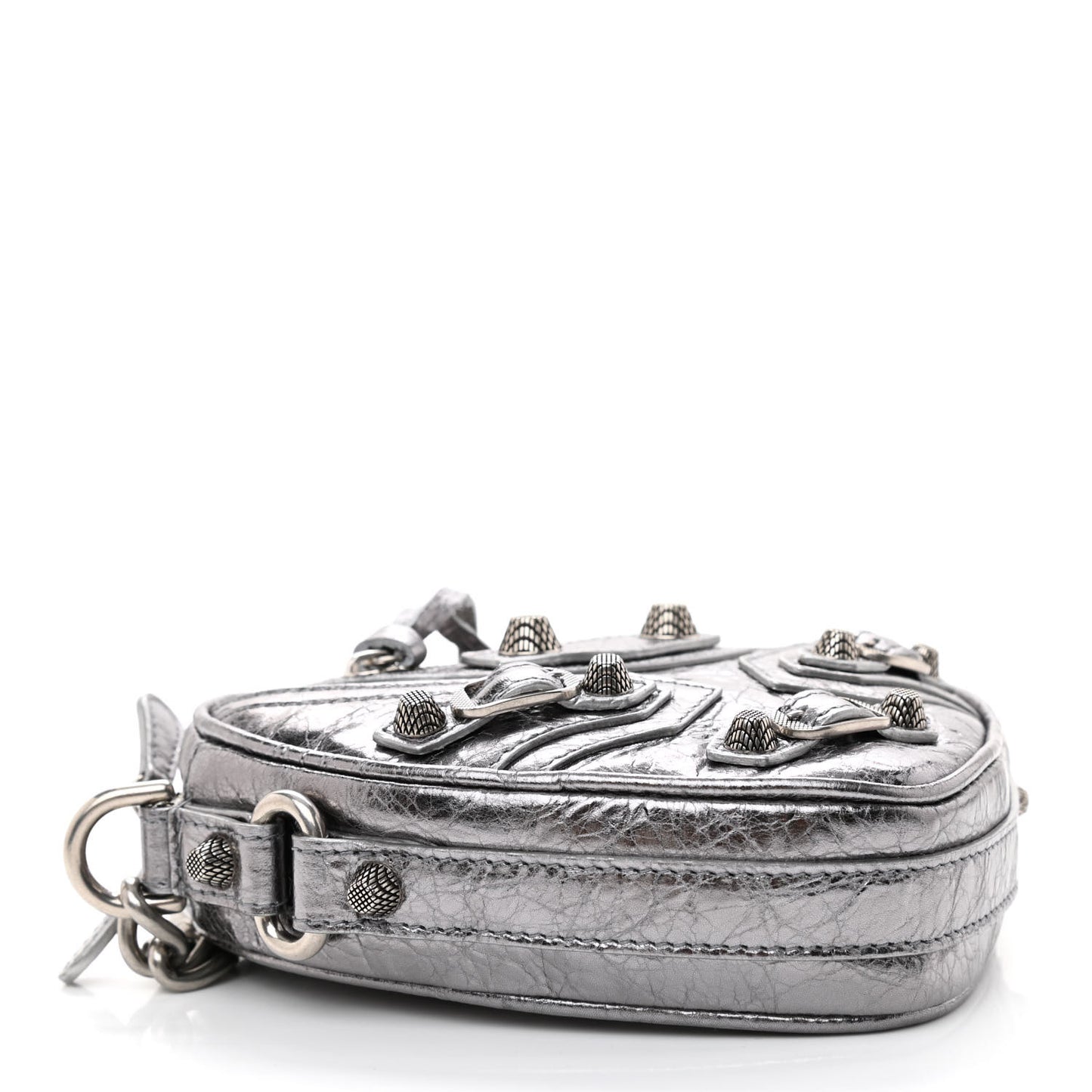 Metallic Agneau Arena Mini Le Cagole Heart Bag Silver