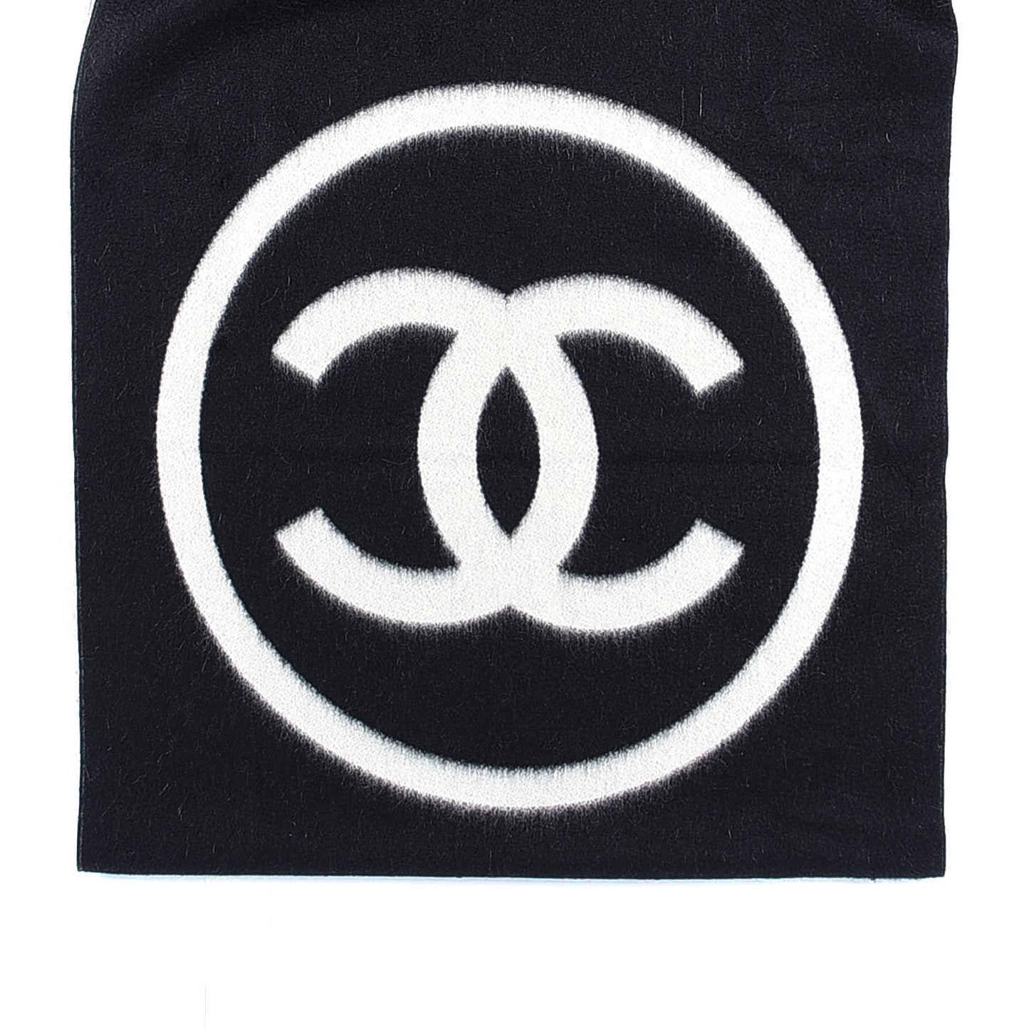 Cashmere CC Fringe Stole Black White