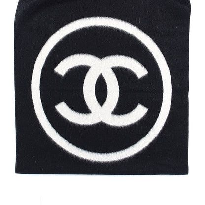Chanel Cashmere CC Fringe Stole Black White 3 of 5