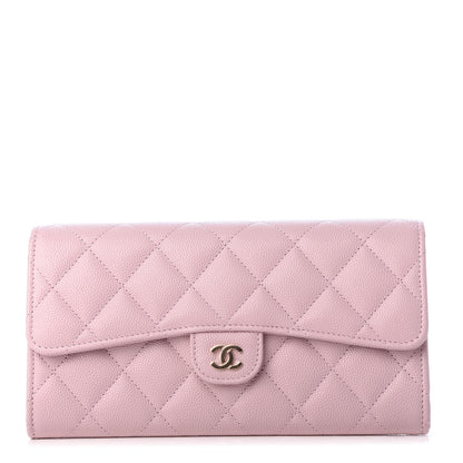 Chanel Caviar Quilted Large Gusset Flap Wallet Light Pink 1 of 9