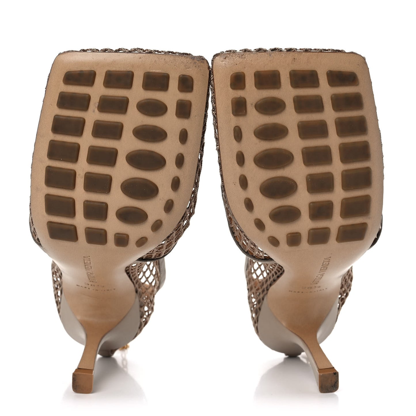 Mesh Calfskin Chain Stretch Pumps 38.5 Beige