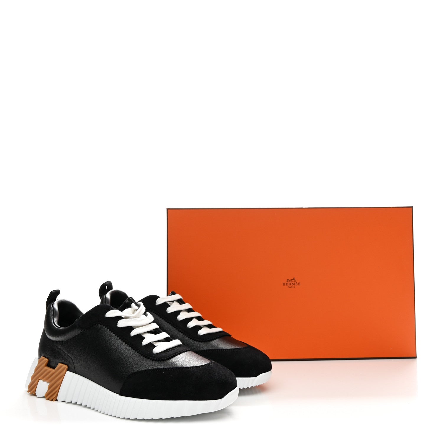 Hermes Goatskin Suede Goatskin Bouncing Sneakers 38.5 Black 10 of 10