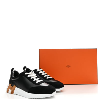 Hermes Goatskin Suede Goatskin Bouncing Sneakers 38.5 Black 10 of 10
