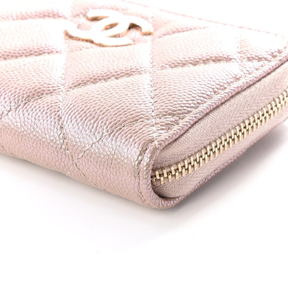 Chanel Iridescent Caviar Quilted Zip Coin Purse Beige 6 of 10