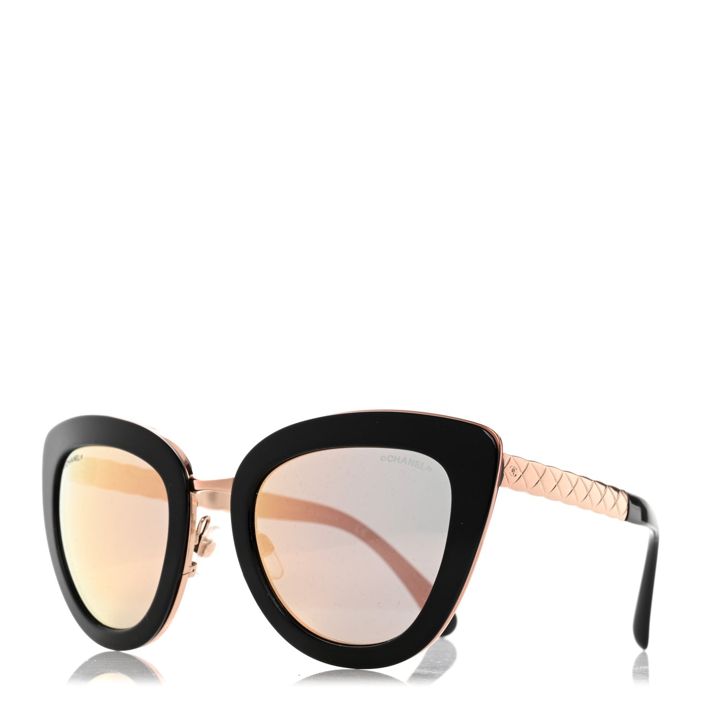 Cat Eye Quilted Sunglasses 5368 Black Pink