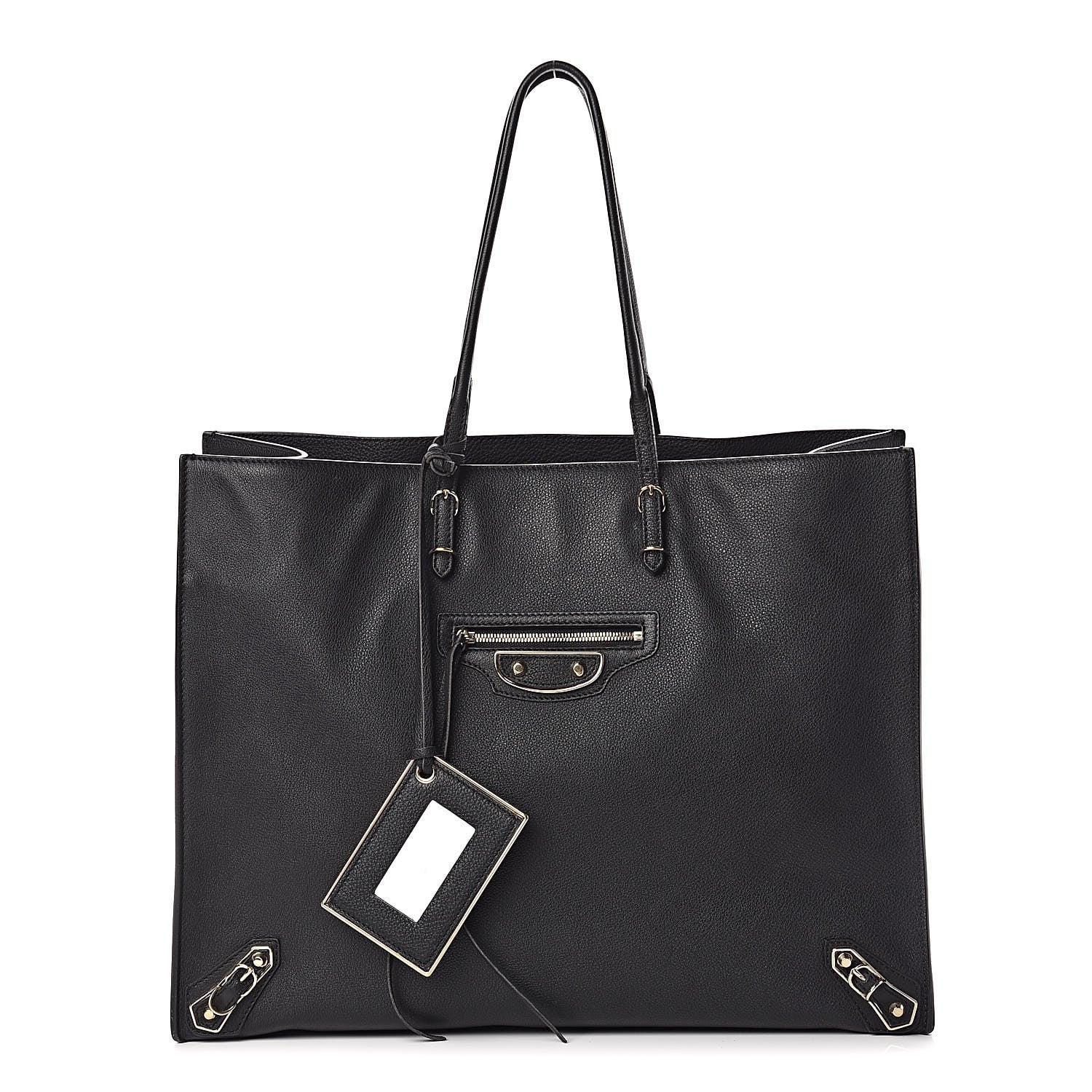 Balenciaga Grained Calfskin Gold Metallic Edge Hardware Papier A4 Tote Black 1 of 13