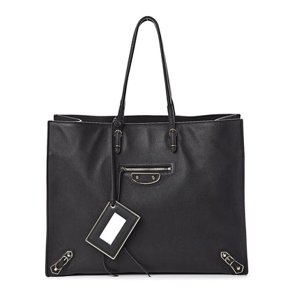 Balenciaga Grained Calfskin Gold Metallic Edge Hardware Papier A4 Tote Black 1 of 13