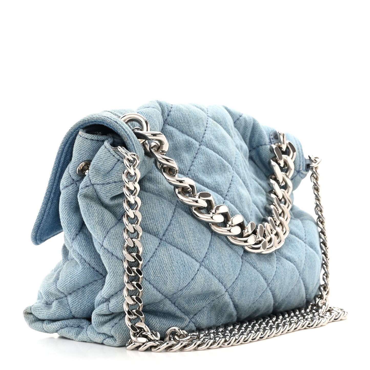 Eco Denim Quilted Small Beckett Shoulder Bag Blue