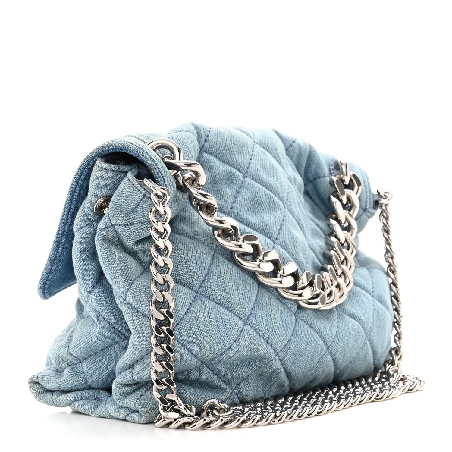 Stella McCartney Eco Denim Quilted Small Beckett Shoulder Bag Blue 2 of 11
