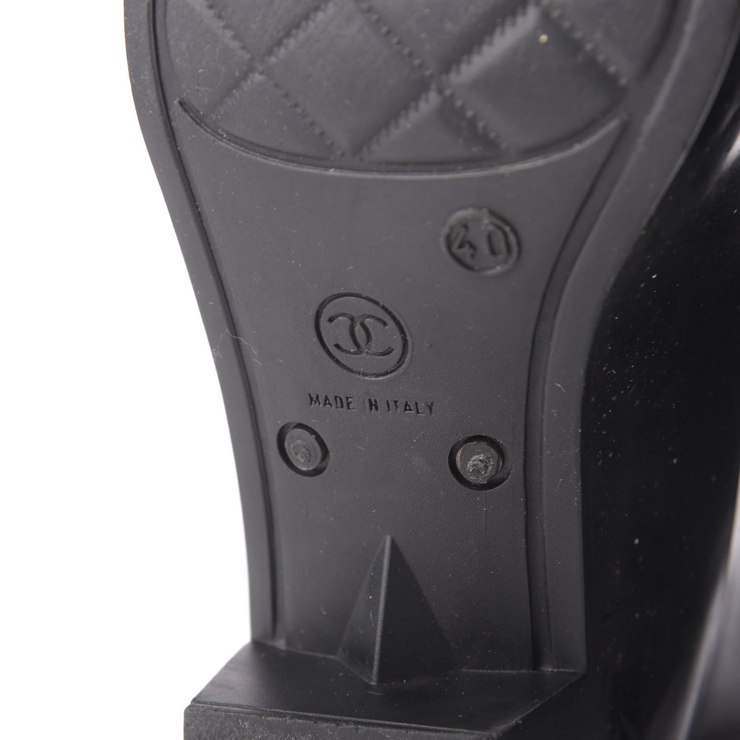 Rubber Glitter Camellia Rain Boots 40 Black