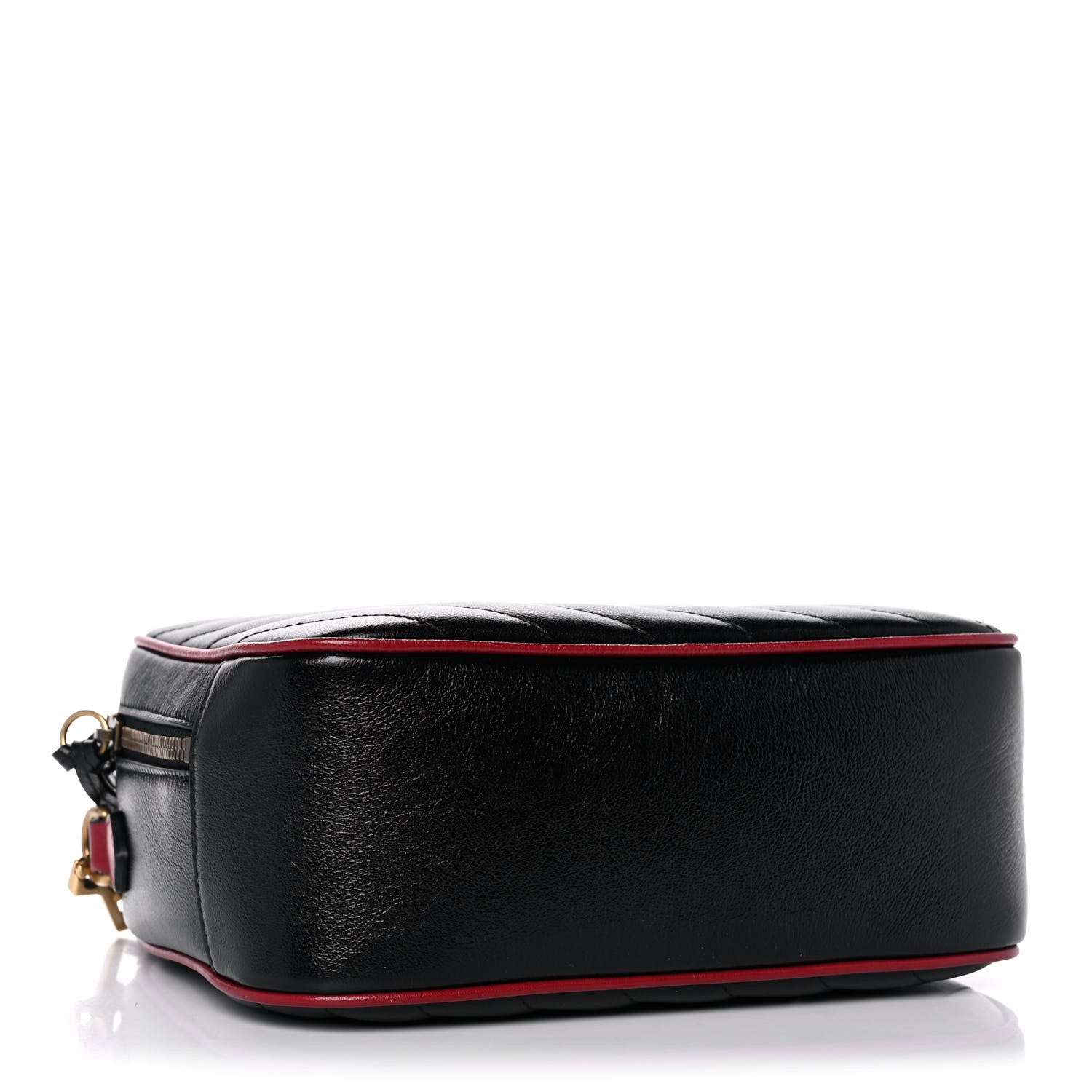 Gucci Vintage Effect Calfskin Matelasse Diagonal Small Torchon GG Marmont Bamboo Top Handle Shoulder Bag Black Romantic Cherry 4 of 11