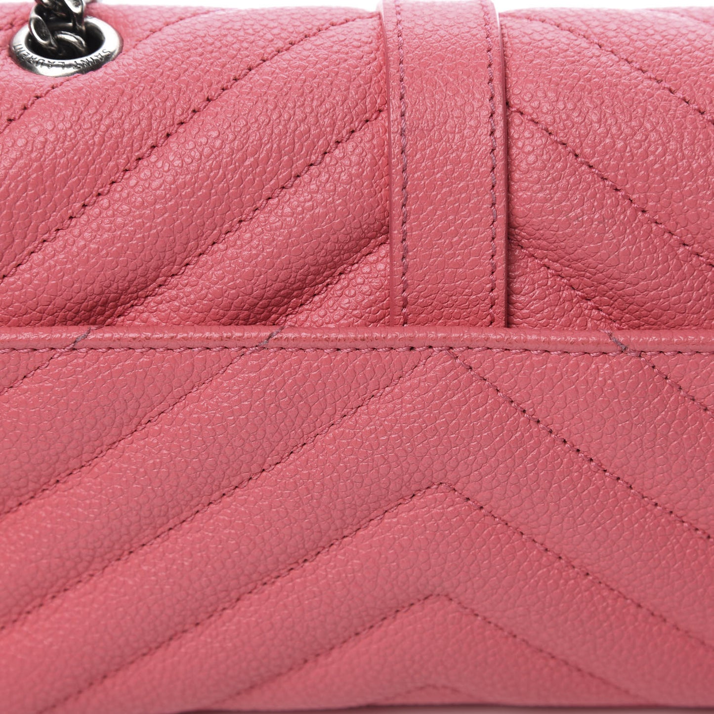Grained Calfskin Matelassé Chevron Monogram Classic Baby Chain Bag Rose Dark