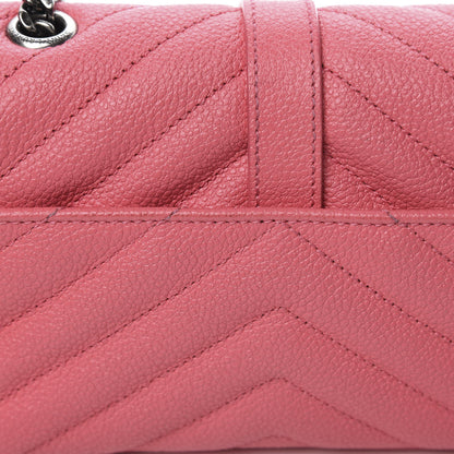 Saint Laurent Grained Calfskin Matelassé Chevron Monogram Classic Baby Chain Bag Rose Dark 13 of 14