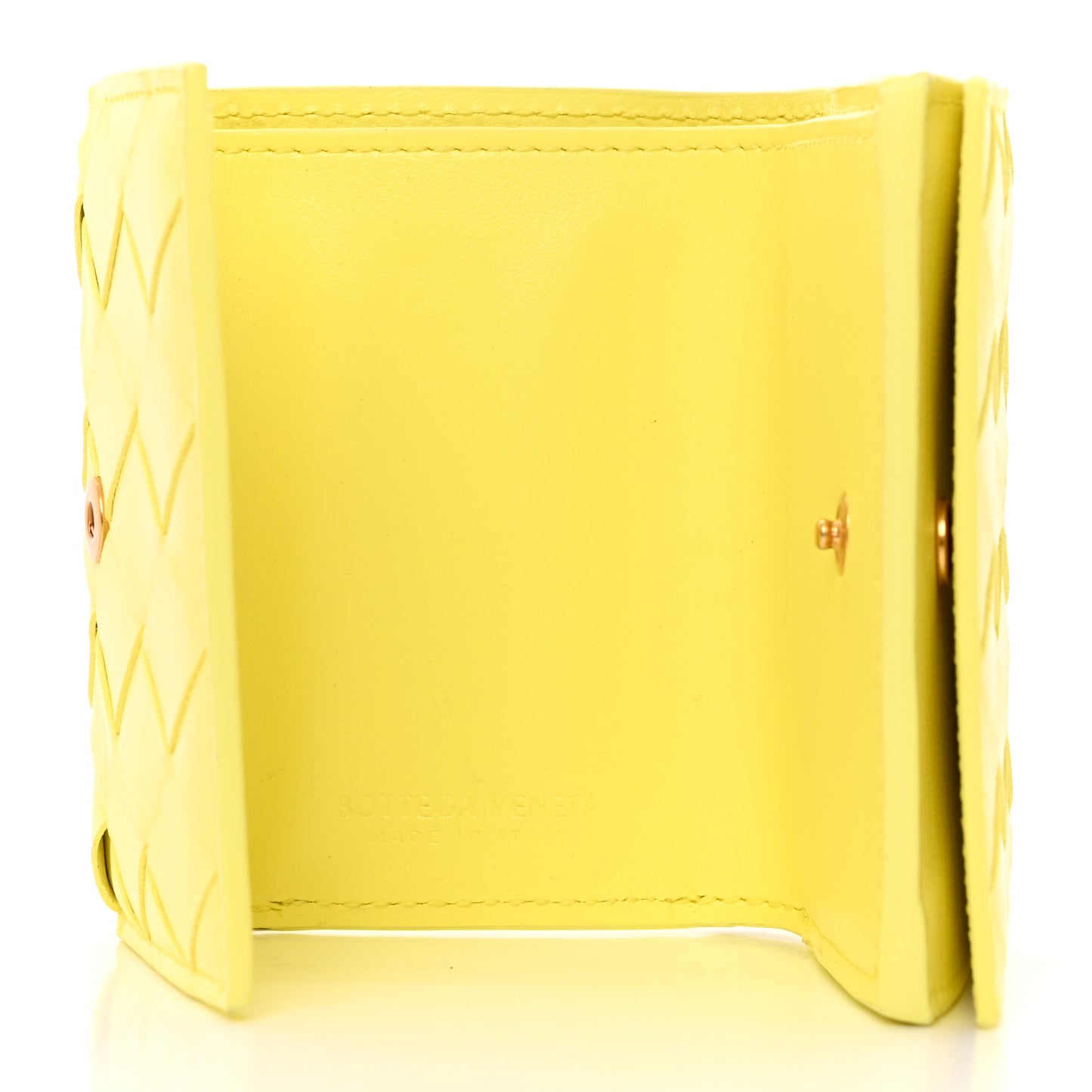 Nappa Intrecciato Tri-Fold Wallet Yellow