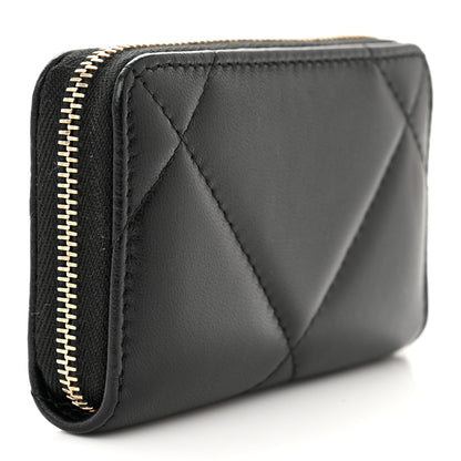 Chanel Lambskin Quilted Chanel 19 Zip Around Coin Purse Wallet Black 3 of 8