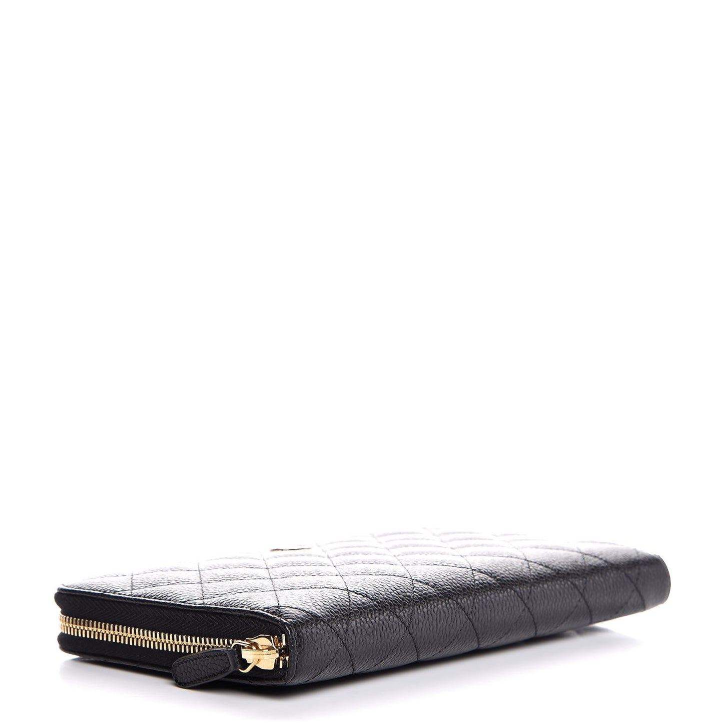 Caviar Quilted Large Zip Around Organizer Wallet Black
