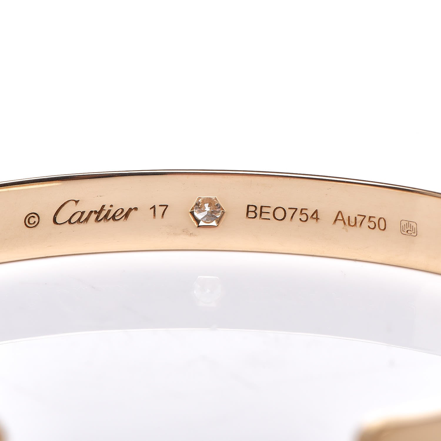 Cartier 18K Yellow Gold 1 Diamond LOVE Cuff Bracelet 17 4 of 4