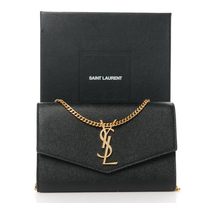 Saint Laurent Grain de Poudre Uptown Chain Wallet Black 10 of 10
