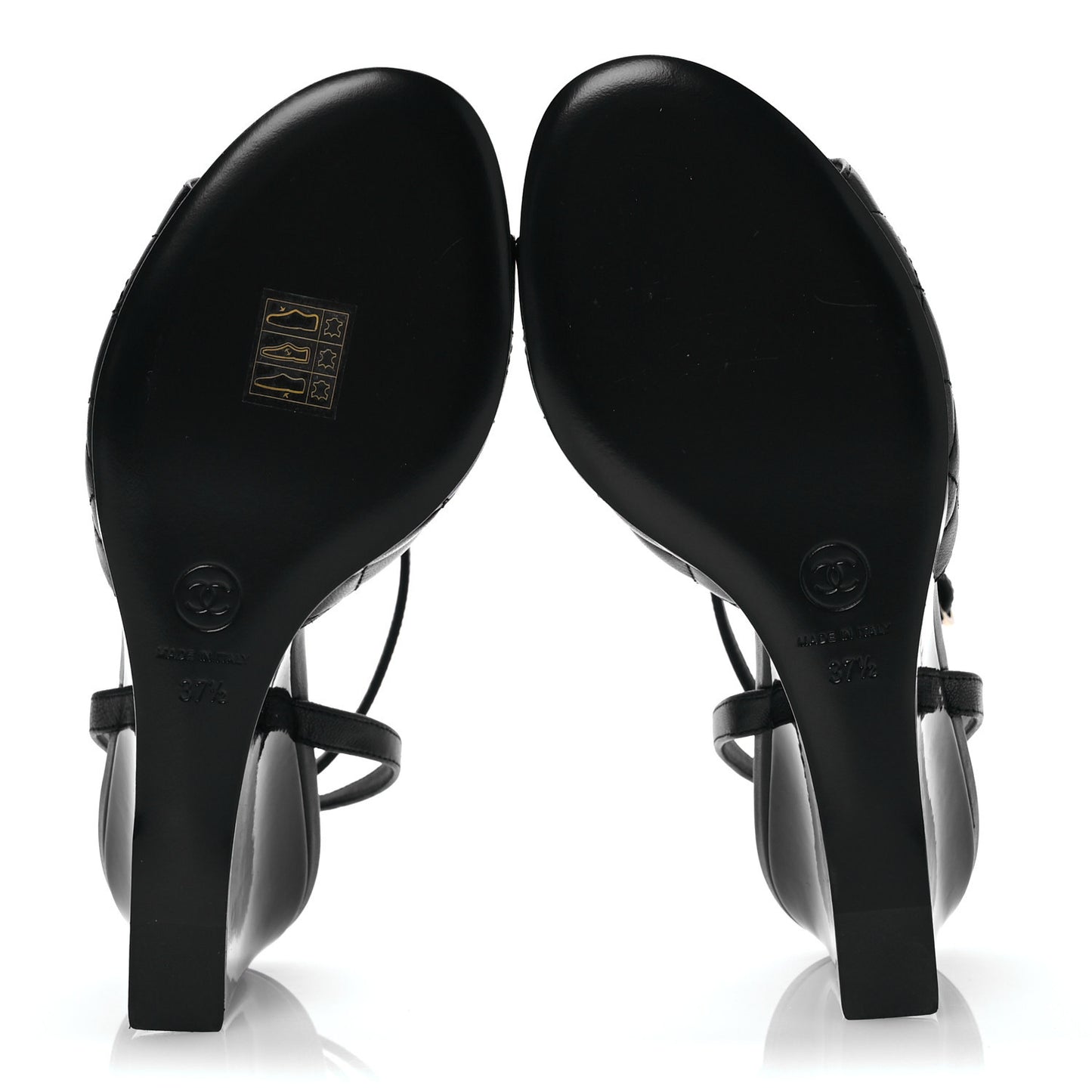 Lambskin Patent Quilted Wedge Sandals 37.5 Black