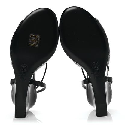 Chanel Lambskin Patent Quilted Wedge Sandals 37.5 Black 6 of 12