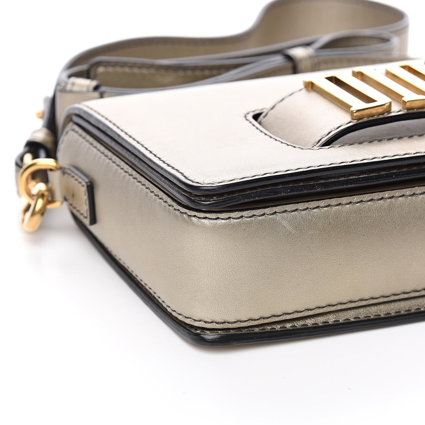 Metallic Smooth Calfskin Dio(r)evolution Flap Bag Gold