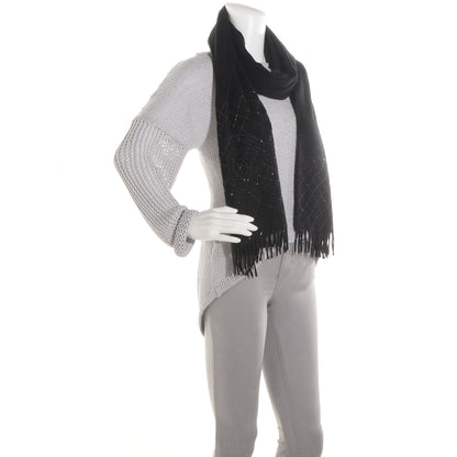 Chanel Cashmere Beaded CC Scarf Black 2 of 5