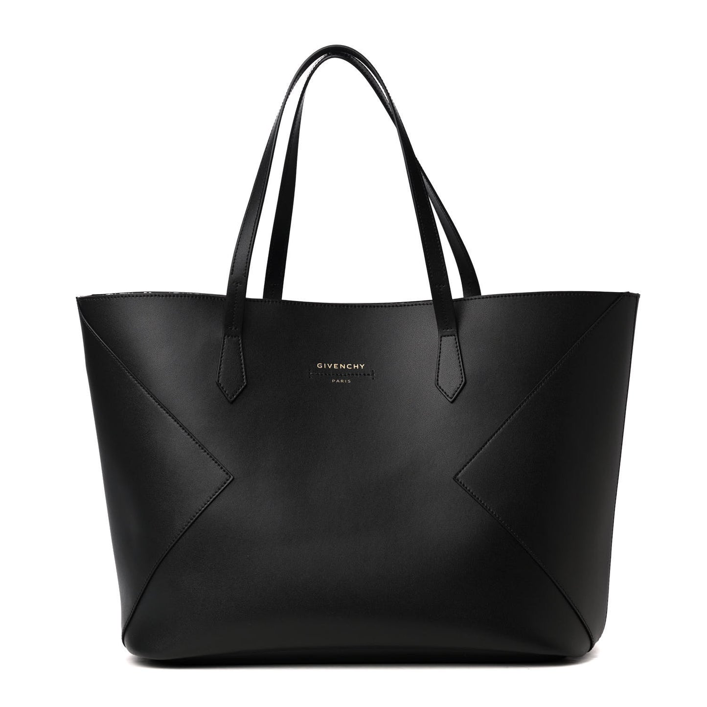 Smooth Calfskin Wing Shopper Tote Black White