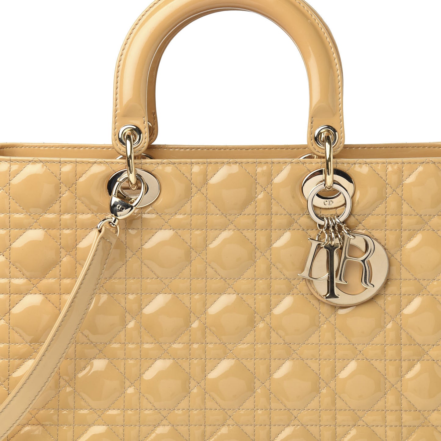 Patent Cannage Large Lady Dior Beige