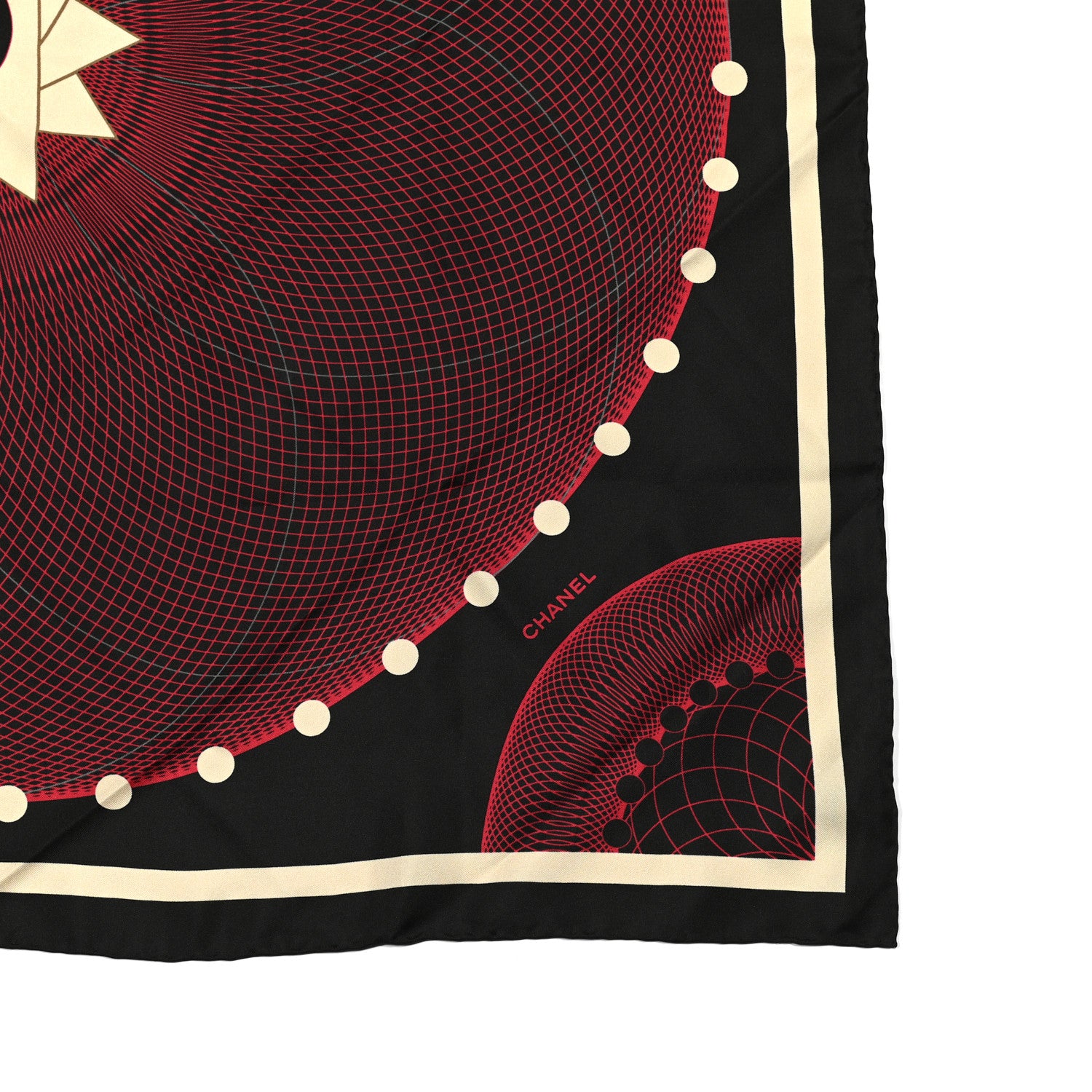 Chanel Silk CC Square Scarf Red Black White 3 of 3