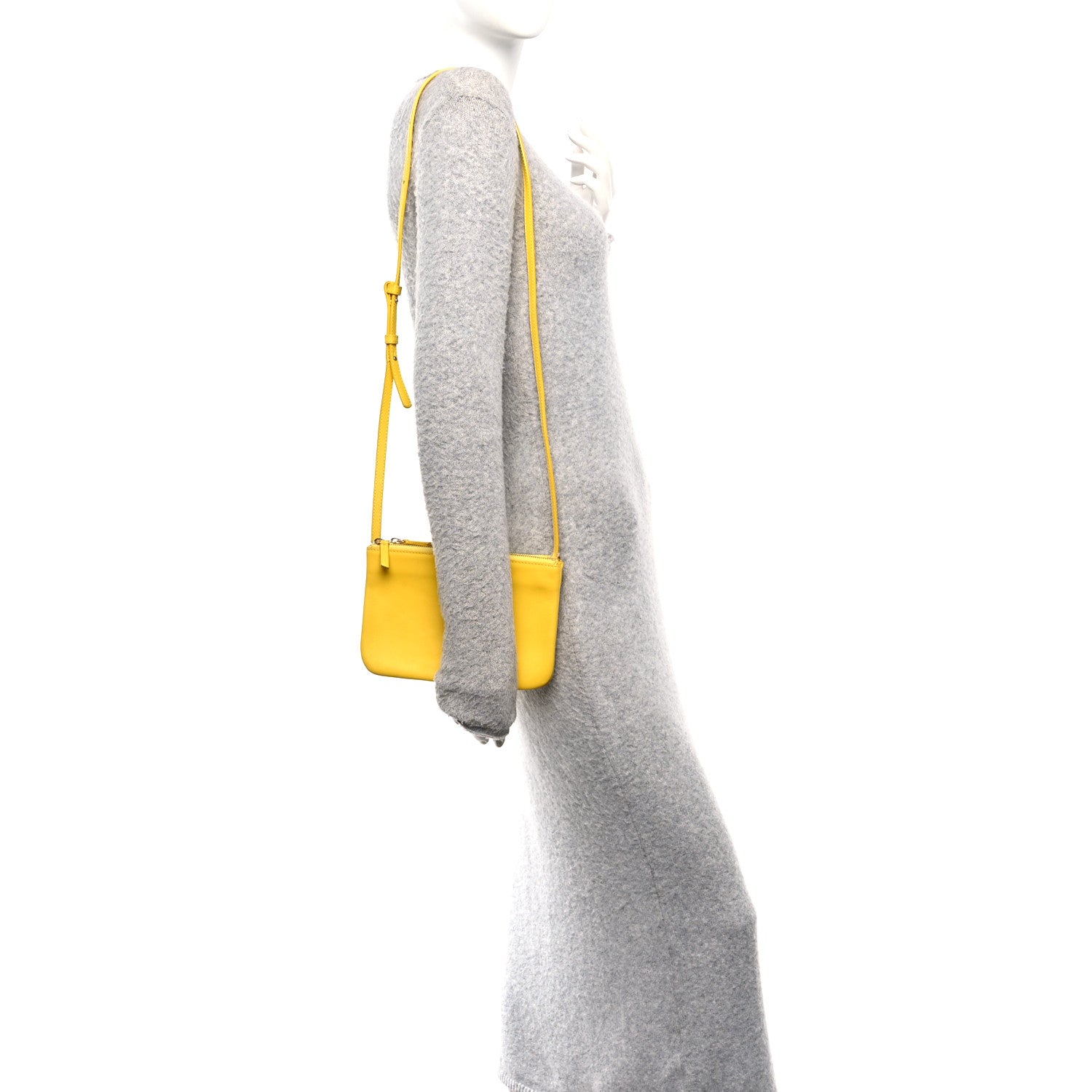 Celine Lambskin Small Trio Crossbody Bag Citron 2 of 12