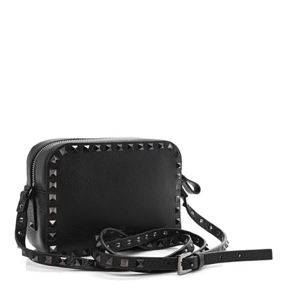 Valentino Garavani Pebbled Calfskin Rockstud Camera Crossbody Bag Black 2 of 9