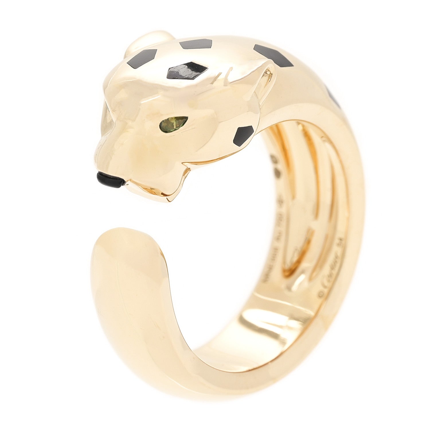 Cartier 18K Yellow Gold Black Lacquer Tsavorite Onyx 11mm Panthere