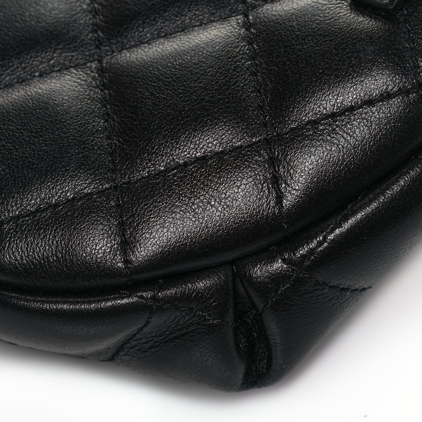 Calfskin Quilted Waist Belt Bag Black