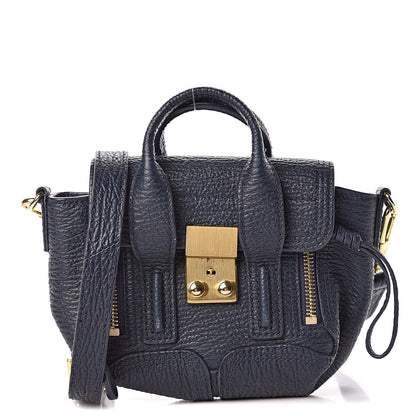 3.1 Phillip Lim 3.1 Textured Calfskin Nano Pashli Satchel Ink 1 of 10
