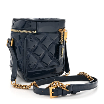 Saint Laurent Patent Quilted 80's Vanity Bag Blue 3 of 17